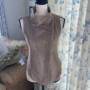 BCBG Maxazria Faux Suede Khaki Vest